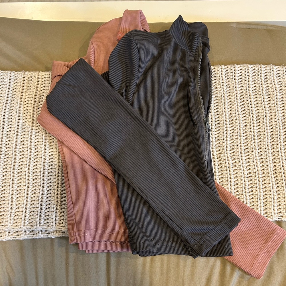 Black and Pink Cropped Quarter Zip